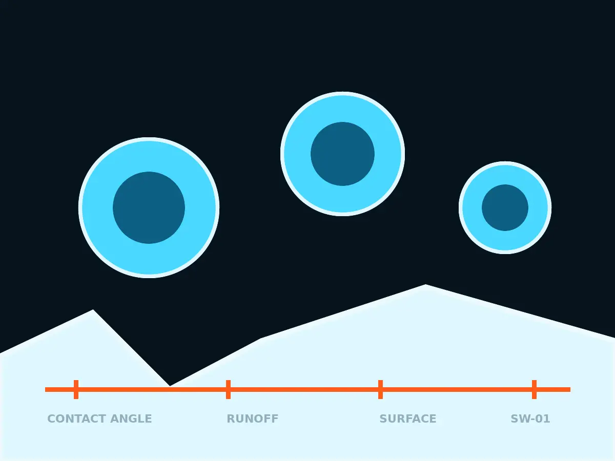 A hydrophobic surface study with three measured water droplets